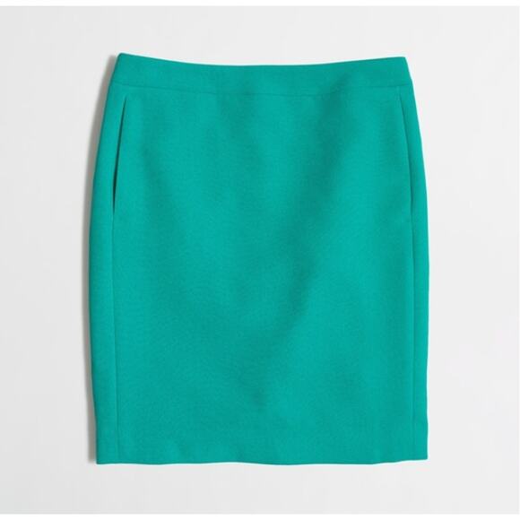 J. Crew Factory Dark Emerald Crepe The Pencil Skirt Size 0 - Picture 1 of 8